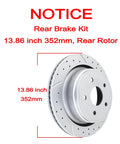 Dodge Ram 1500 Rear Brake Kit With 13.86 Inch Drilled And Slotted Rotors And Ceramic Pads For 5 Lug Fit Durango Aspen Includes Hardware 2 Rear Rotors And 4 Pads For Quick Bolt On Braking Power product diagram showing 13.86 inch drilled rotor