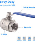 Heavy Duty 304 Stainless Steel Full Port Ball Valve For Water Oil And Gas With Blue Locking Handle 1-1/4 Inch NPT