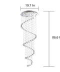 87 Inch Crystal Chandelier With Spiral Design, 6 Light Modern Ceiling Light For High Ceilings, Stairs, Foyers And Living Rooms