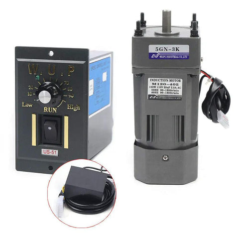 Adjustable Variable Speed Gear Reduction Motor With Speed Controller 110 Volt AC 120 Watt High Torque Single Phase