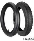 Heavy Duty 20x4.0 Fat Bike Tire Built For Wild E-Bike Rides With Thick Rubber That Handles Rough Trails And Tough Torque To Keep You Smashing It All Day Long. Black 20x4.0 fat bike tire and tube, thick rubber, knobby tread for e-bike off-road use