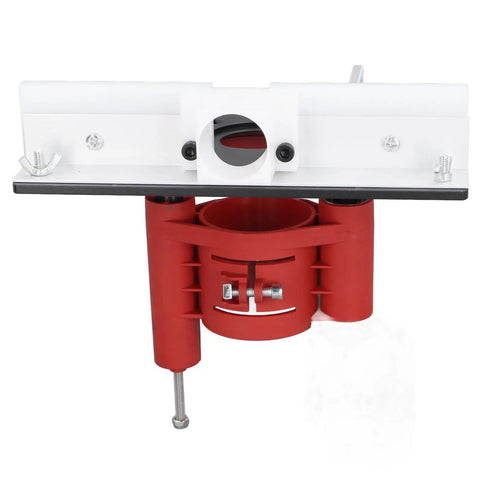 Heavy Duty Router Base Lifting System Kit With Tough Aluminum Alloy Core For Hella Smooth Precision Height Adjustments On Your Pro Woodworking Router Table Saw Insert Plate, top view.