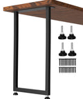 Side view of black 40 Inch Bar Height Table Legs For DIY Bar Builds And Standing Desks, heavy duty metal square frame with 4.52 inch mounting plate.