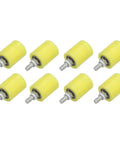 Eight Pack Gate Guide Rollers For Sliding Doors 2.36 Inch Nylon Wheel Set With 12 mm Threads, beige, shown in a side view.