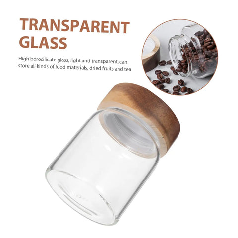 Keep Coffee Beans Fresh As Heck With This Solid 3 Piece Airtight Glass Canister Set Designed For Loose Tea And Spices Compact Footprint Saves Counter Space And Locks In Flavor Straight Up, clear glass canister with wood lid.