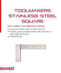 Pro Grade Stainless Steel Square With Fitted Plastic Case For Pros And DIYers, Ultra Precise 0.005 mm Per 150 Mm, Model 3020-6