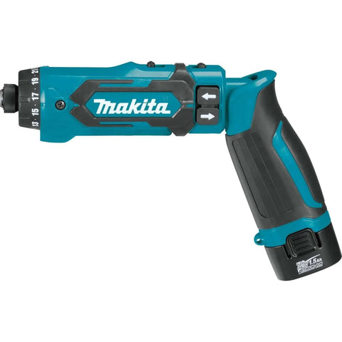 Solid Build 7 2 Volt Cordless Hex Driver Drill With Auto Stop Clutch and Dual Speed Settings featured side view.