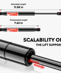 Beefy Rear Hatch Trunk Lift Supports Gas Spring Shocks Set Of 2 For Challenger Tailgate Liftgate Fits 2008 To 2018 Models OE Quality Replacement Easy Install showing scalability and dimensions.