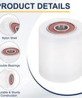 4 Pack Nylon Roller Wheels With Bearings For CNC Guiding And Flat Belt Idler Pulleys, close-up showing nylon shell and double bearings