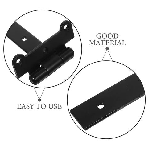 Heavy Duty T Shaped Door Hinge Black Wall Mount Hinge For Garden Gates And Shed Doors With Bearing Slot Axle Beefy Outdoor Hardware