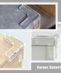 Triangular PVC Corner Protectors Set Of 10 With Corner Brace Design, transparent corner guards on furniture edges.