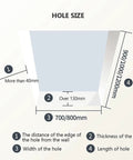 Hole size specifications for Smooth Operator Electric Attic Ladder with measurements 700/800mm and 900/1000/1200mm.