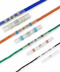 Top Grade 50 Pcs Solder Seal Wire Connectors Heat Shrink Waterproof Sleeves For Effortless One Step Installation No Crimping Tool Needed Durable And Secure Professional Grade Connections Made Easy With Hot Melt Adhesive Dual Layer Protection That blue, orange, green and black wire connectors