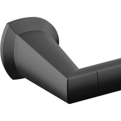 Close-up of 24 Inch Matte Black Towel Bar for Bathroom Wall Mounted Towel Rack Sturdy Zinc Construction No Fuss Install