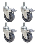 Heavy Duty Industrial Caster Wheels With Brake And Swivel MX Threaded Stem TPE Rubber Workbench Casters for Cart Shelves
