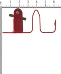 One Way Gate Latch Lockable Red For Ranch Fence Gates Fits 1 5/8 To 2 Inch Round Tube Gates with ruler for scale