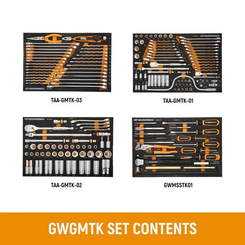 Megamod 1858 Piece Mechanics Tool Set With Premium Modular Foam Trays showing organized sockets, ratchets, and screwdrivers.