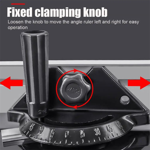Fixed clamping knob for adjusting angle ruler on Heavy Duty Adjustable Universal Aluminum Miter Gauge Fence System.