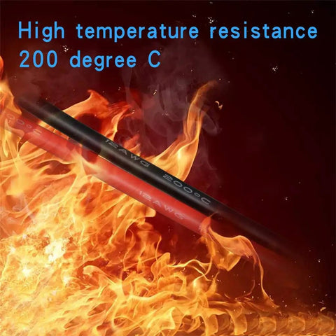 Top Tier Rock Solid 12 AWG High Quality Silicone Wire Red And Black 3 Foot Stranded Hella Flexible Tinned Copper Core For Auto Projects Low Resistance Easy Solder with flames and temperature resistance detail.