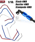 Alloy Aluminum Front And Rear Wide Sway Bar Upgrade Kit with blue CNC component and anodized bars for 1/10 Slash Rustler.