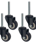 Tough As Nails Heavy Duty 1.5 Inch Swivel Stem Polyurethane Casters In Black for workbenches and shelves, set of four.