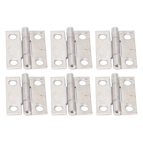Six 304 Stainless Steel Folding Butt Hinges for Cabinets and Wooden Doors, Heavy Duty and Rust Resistant with Four Hole Mount