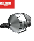 888 Spincast Fishing Reel With Bite Alert, Size 80, features a changeable retrieve, 2.6 to 1 gear ratio, durable silver finish