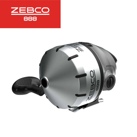 888 Spincast Fishing Reel With Bite Alert, Size 80, features a changeable retrieve, 2.6 to 1 gear ratio, durable silver finish