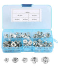 80 Piece Four Pronged T Nuts Kit In Zinc Plated Carbon Steel M6 M8 Tee Nuts with threaded sockets in blue box