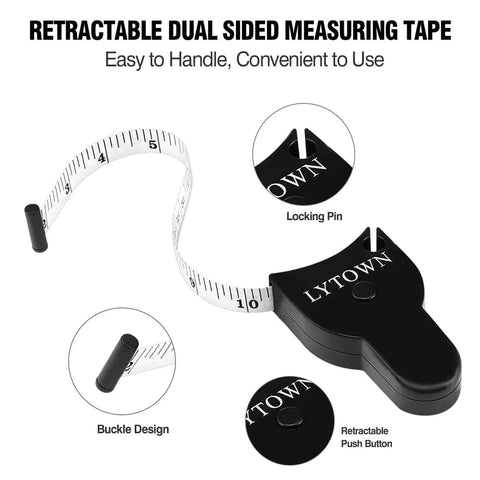 Two Pack 60 Inch Body Measuring Tape Retractable for Body Measurements and Fitness with Locking Pin and Buckle Design