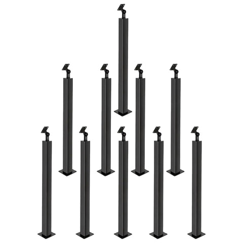 35 And 37 Inch Matte Black Stair Railing Posts, Holeless Steel Balusters, Heavy Duty Deck Railing Kit, set of nine posts.
