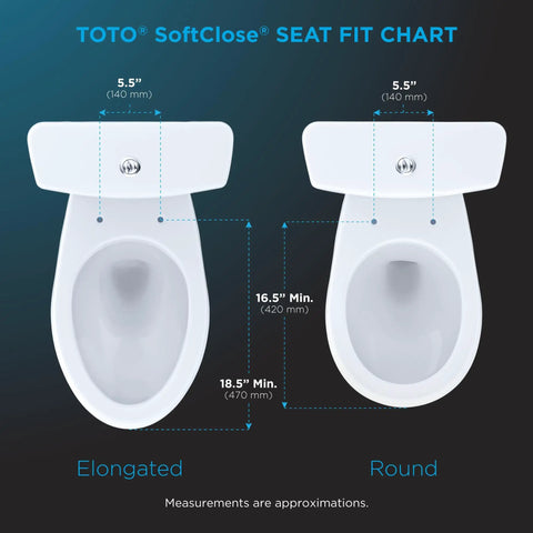 Comparison chart of elongated and round toilets for Contemporary Soft Close Oval Toilet Seat With Concealed Hinge Bone Color Built To Last Eighteen And A Half Inch Length Fourteen And A Quarter Inch Width Three And One Eighth Inch Height Tough As Nails Polypropylene Finish Resistant To Chemicals