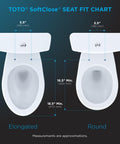 Comparison chart of elongated and round toilet seats for Guinevere SoftClose Elongated Toilet Seat In Bone, Gentle Close Lid, Easy Install