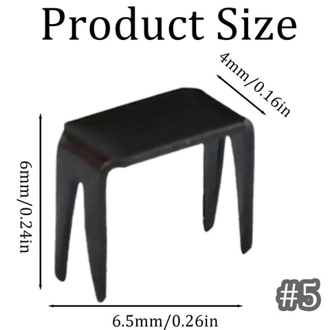 Close-up of metal zipper stop from 120 Piece Zipper Repair Kit With Top And Bottom Stops In Black For Bags Jackets And Coats