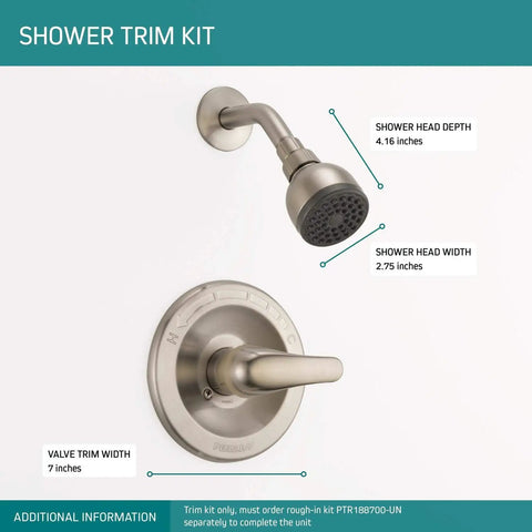 Single-Handle Shower Faucet Trim Kit With Single Spray Touch-Clean Shower Head Brushed Nickel Finish Valve Not Included Fits Peerless Tub And Shower Valves Rough-In Easy Clean Rubber Nozzles No-Fuss Modern Bathroom Upgrade
