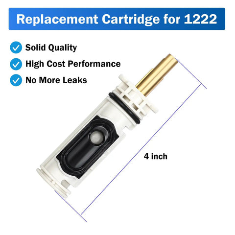 4-inch Replacement Cartridge for 1222 One Handle Tub and Shower Valve with features and dimensions shown.