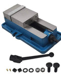 Heavy Duty 6X6.3 Inch Mad Precision Mill Vise Replacement For Milling Shaping And Drilling Machines showing jaw and clamping mechanism.