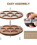Rotate Your Home Bar Slick With This Seven Slot Coffee Syrup Organizer Rack easy assembly with bamboo and metal components.