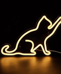 Cat LED Neon Sign USB Powered Night Light 3D Wall Art Decor For Bedroom And Living Room Warm White Cat Lamp silhouette glowing in dark