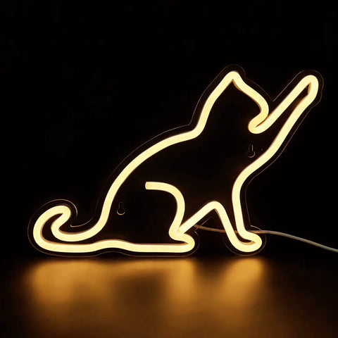 Cat LED Neon Sign USB Powered Night Light 3D Wall Art Decor For Bedroom And Living Room Warm White Cat Lamp silhouette glowing in dark