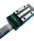 Super Smooth 20Mm Hg20 Square Bearing Slider Blocks With Self Lubricating E2 Oil Boxes, close-up view on a CNC guide rail.