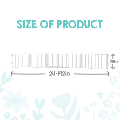 Super Wide Baby Gate And Play Yard For Large Openings Expands To 192 Inches Wide Eight Panel Gate Hardware Mounted Diagram
