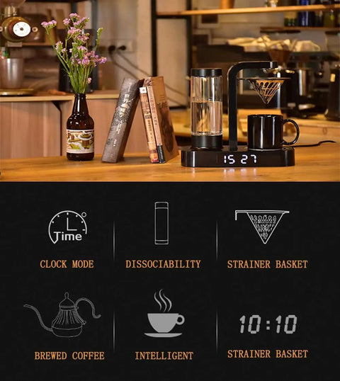 Automatic Coffee Machine With Detachable Water Tank That Doubles As A Drinking Cup One Touch Operation Auto Shutoff Cool Blue Indicator Light Anti Dry Heating Perfect For Home Use And Sharing Pot on kitchen counter
