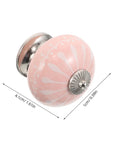 4 Pack Handcrafted Blush Ceramic Drawer Handles For Dresser And Kitchen Cabinets Single Hole Vintage Cabinet Knobs For Wardrobe And Furniture Pulls Rustic Style Easy Grip Pulls For Cabinets, showing a close-up of a pink ceramic knob with silver base.