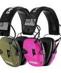 Two Pack Electronic Ear Protection For Shooters With 4x Sound Amplification And Gun Range Noise Reduction Muffs NRR 23dB Hearing Protection For Hunting Green And Pink