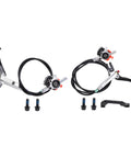 Rock Solid Dual Piston Mechanical Disc Brake Kit For Mountain And Road Bikes with aluminum alloy calipers and cables.