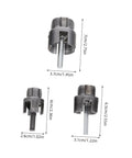 Versatile 3-Piece Pipe Threading Tool Kit For Pvc And Metal Water Pipes Compatible With Electric Drills, featuring three cutter sizes.