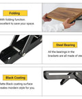 Heavy Duty Wall Mounted Folding Shelf Brackets With Tough Triangle Frame And Slick Fold Away Design For Hella Space Saving Diy Build Projects Max Load 330lbs In White Two Pack, showing folding function and steel bearing.