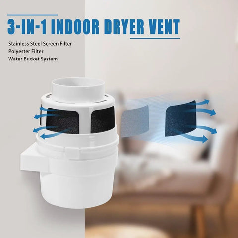 Indoor Dryer Vent Kit 3 In 1 With Lint Catcher Bucket Box For Electric Clothes Dryers No Hose Included, visual filtration system