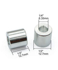 Aluminum spacer standoff, 1/2 in OD x 1/4 in ID x 1/2 in L; unthreaded; pair; fits 1/4 in screws; Amazon